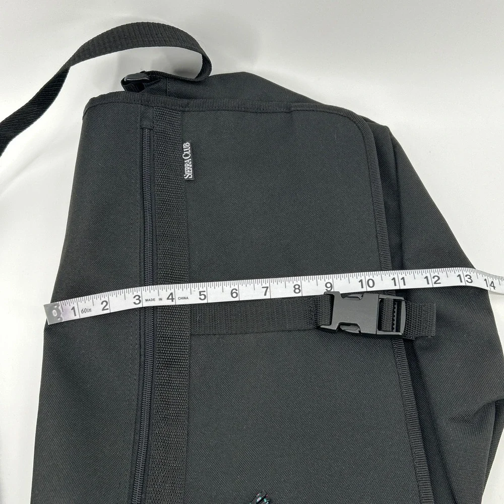 Sierra Club Black Canvas Messenger Bag Adjustable‎ Strap Organizer Travel Work